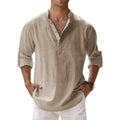 Camisa de lino y algodón manga larga para hombre