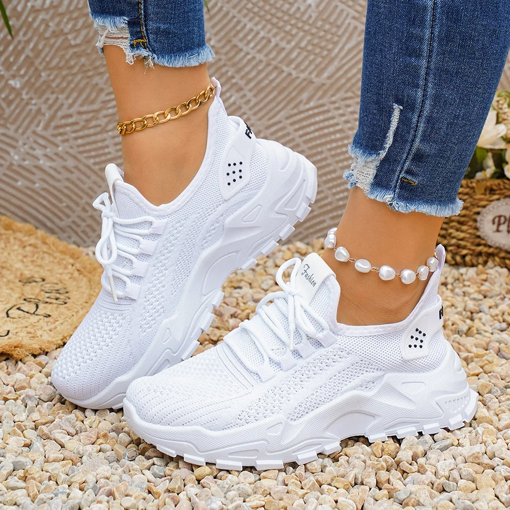 Zapatillas de plataforma de punto transpirable para mujer
