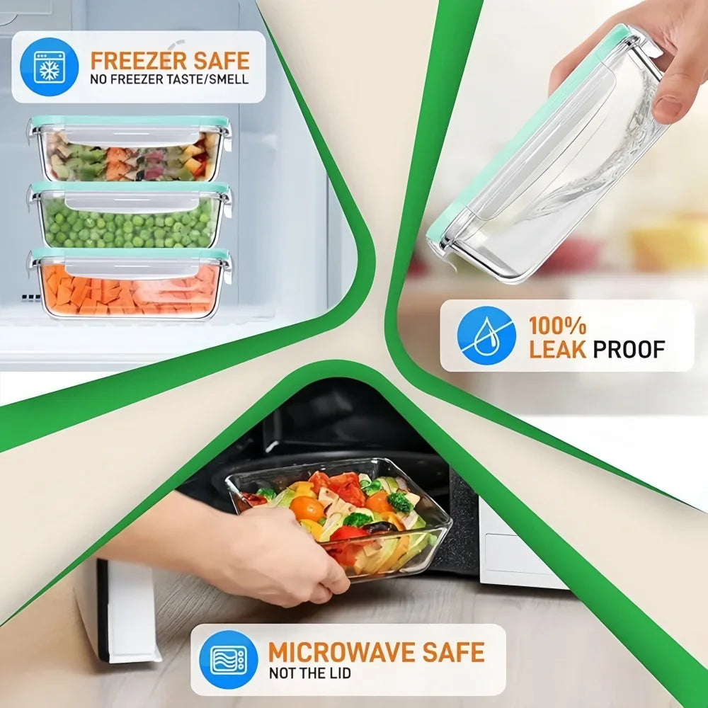 Táper de vidrio para meal prep (sin BPA)