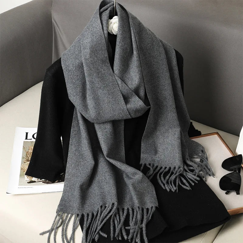 Bufanda de invierno lisa tacto cachemira