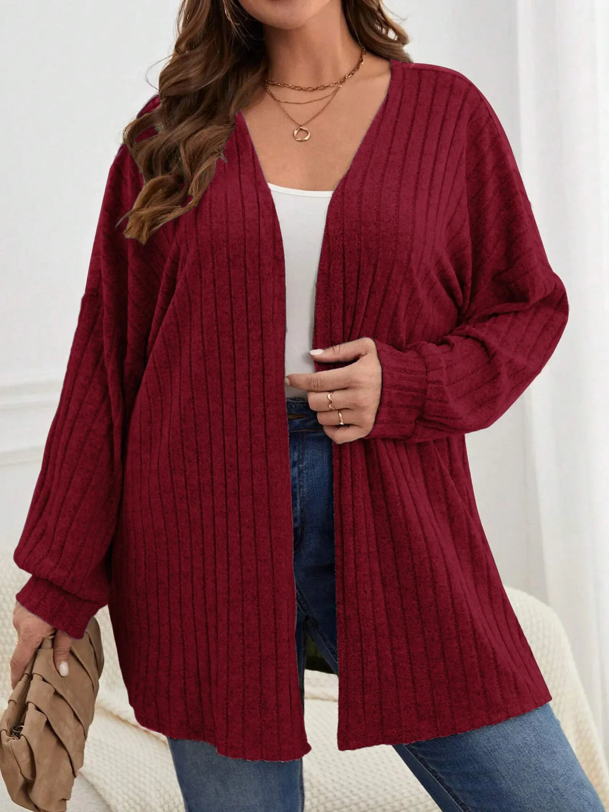 Cárdigan holgado de punto para mujer (1XL a 5XL)