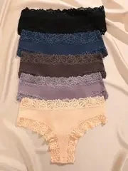 Pack de 5 braguitas de encaje floral de algodón