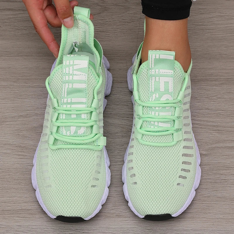 Zapatillas deportivas de malla con suela blanda para mujer