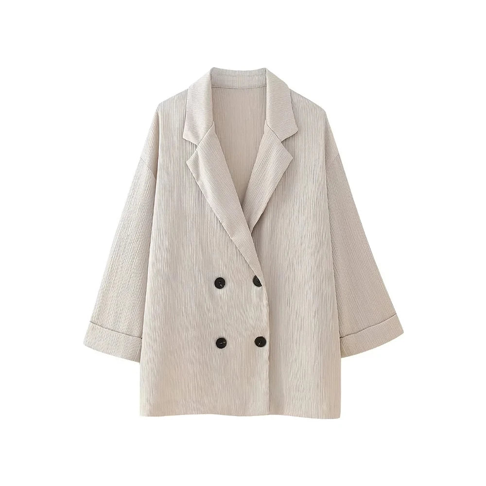 Traje de blazer cruzado y pantalón ancho