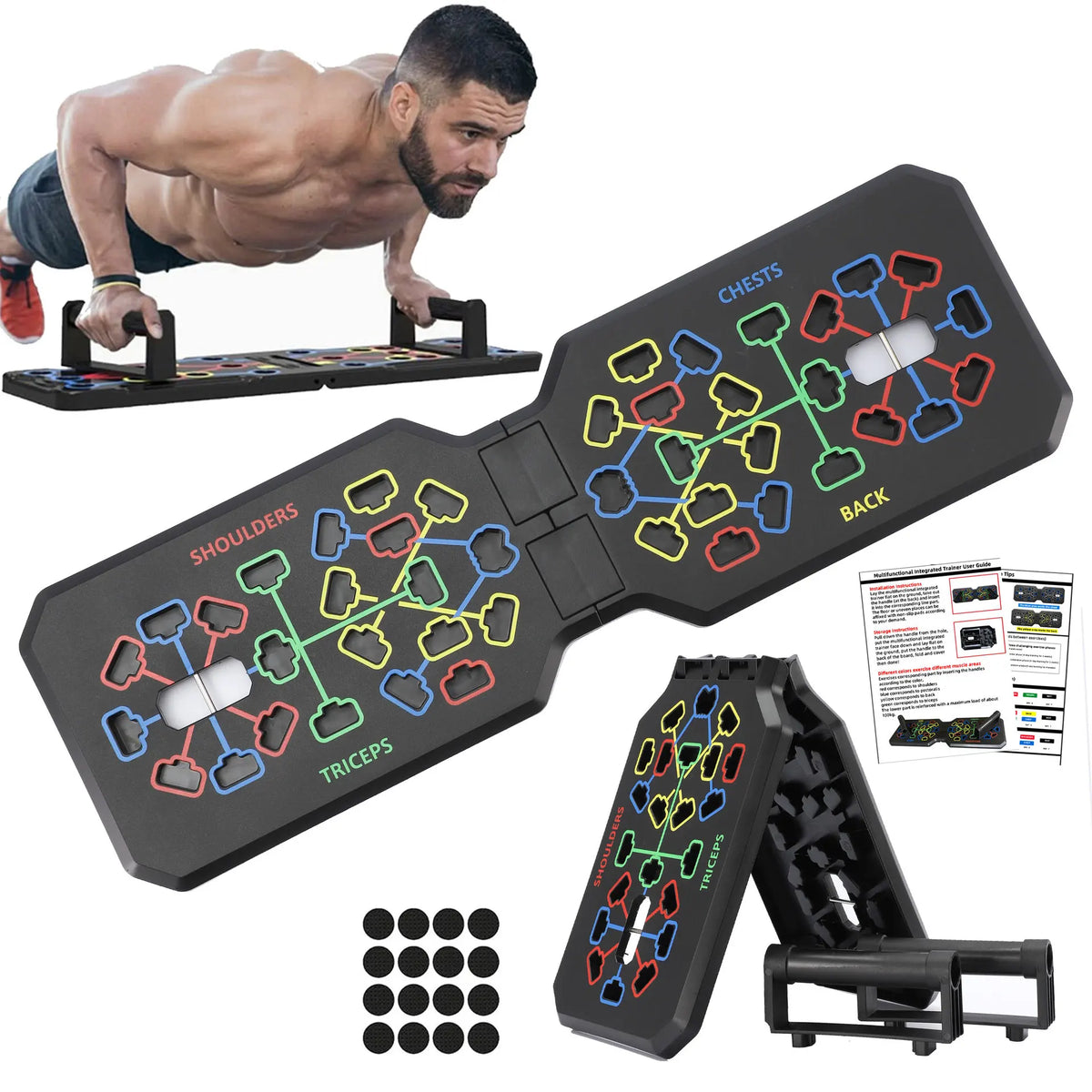 Tabla de flexiones plegable con asas