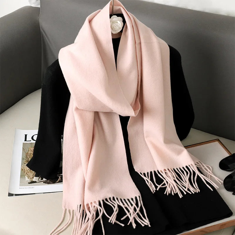Bufanda de invierno lisa tacto cachemira