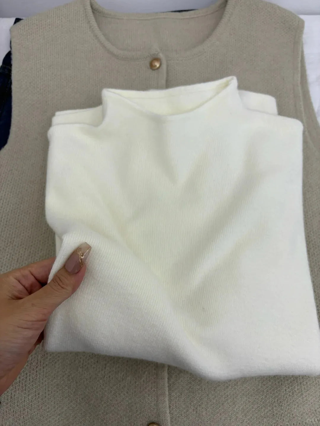 Jersey de punto vintage con cuello medio alto