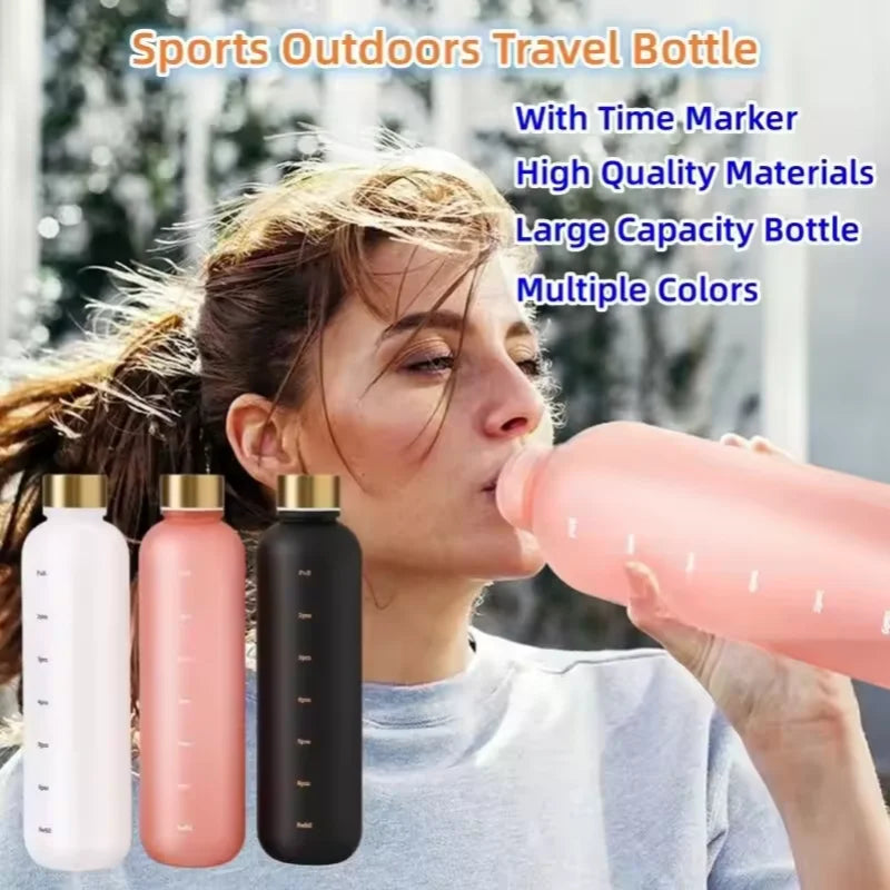 Botella motivacional de 1 litro con marcador de horas