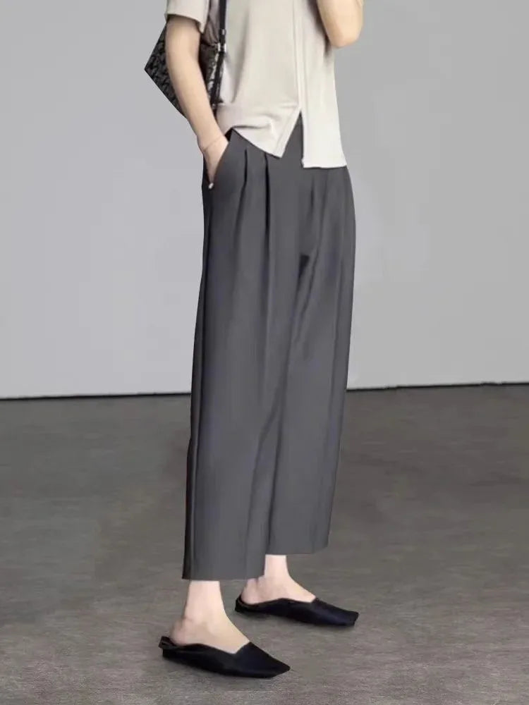 Pantalón de traje tobillero de tiro alto