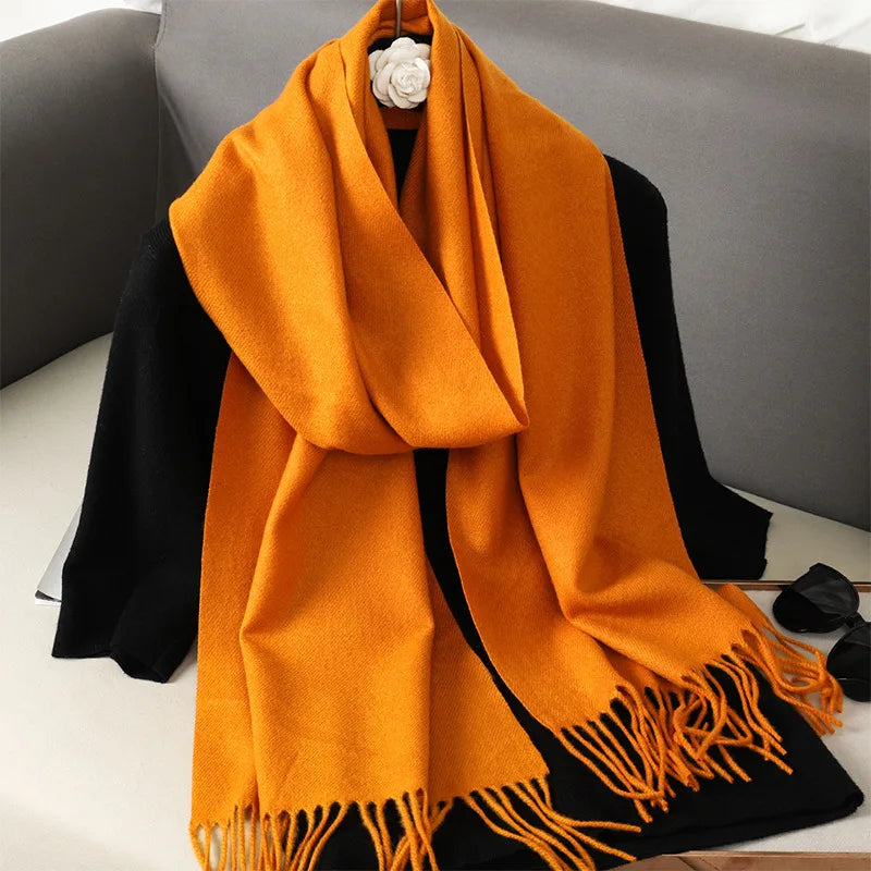 Bufanda de invierno lisa tacto cachemira