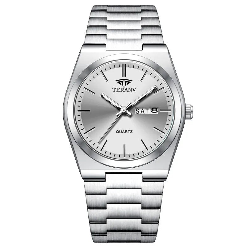Reloj fino de acero con calendario para hombre