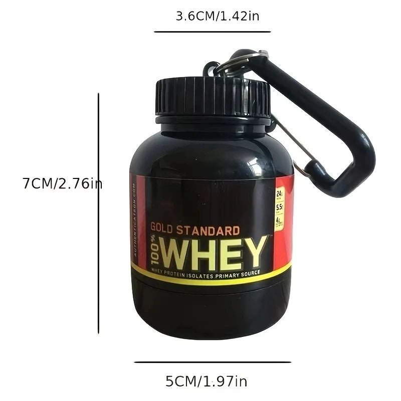 Dosificador de proteína portátil con embudo