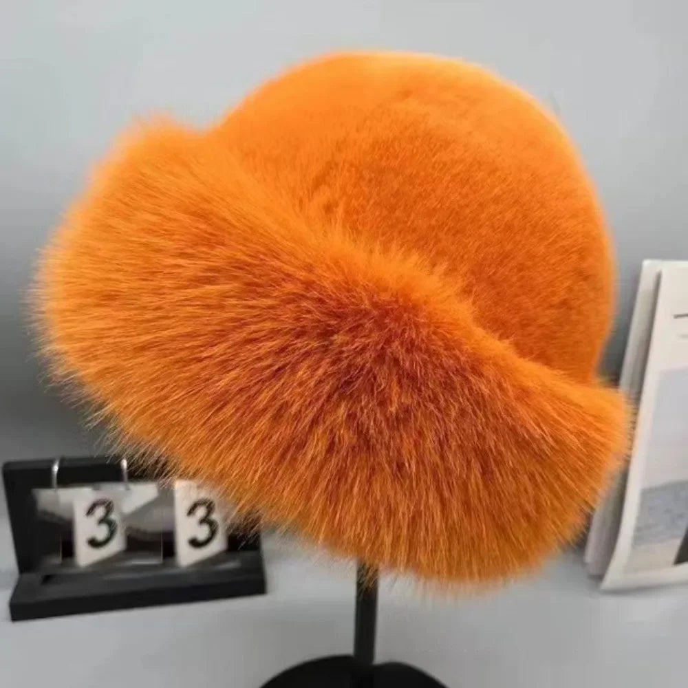 Gorro de pescador de pelo esponjoso para mujer