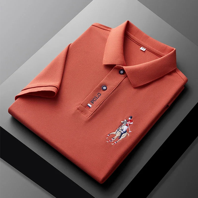 Polo bordado de manga corta para hombre