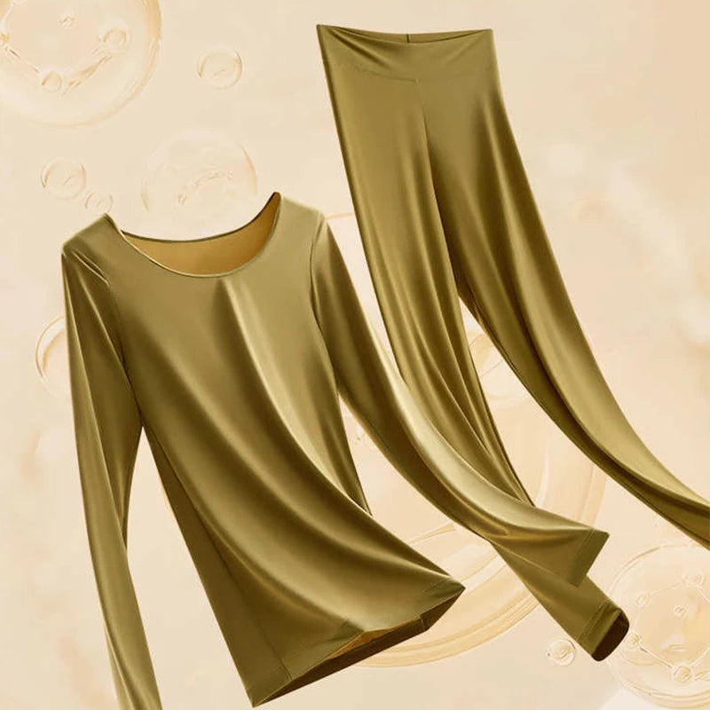 Conjunto térmico sin costuras para mujer (top y leggings)