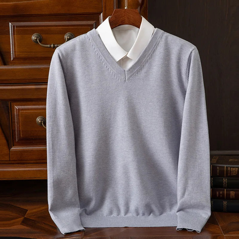 Jersey grueso de cuello pico para hombre