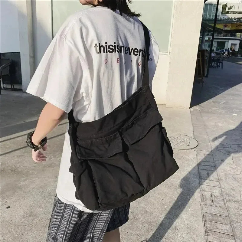 Bolso bandolera de lona de gran capacidad