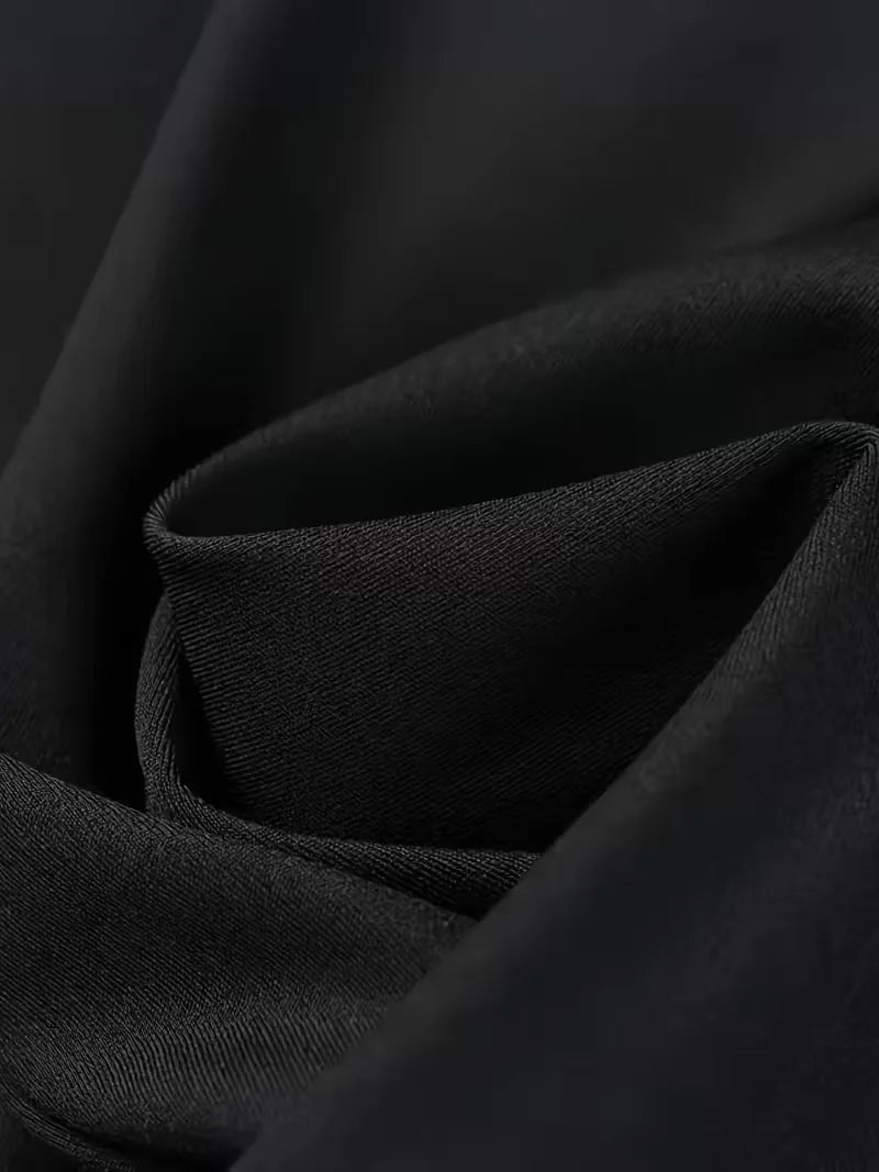 Pantalón recto elástico negro de tiro alto