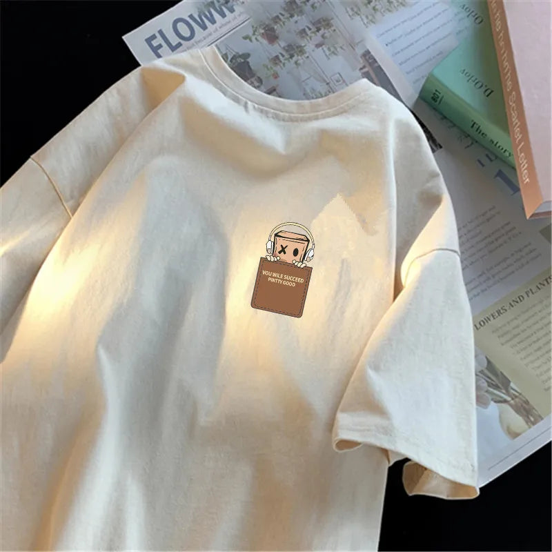 Camiseta oversize de algodón con estampado minimalista