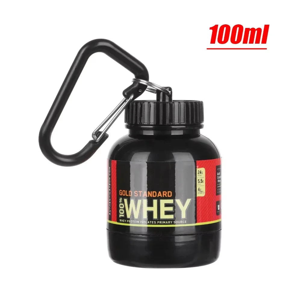 Dosificador de proteína portátil con embudo