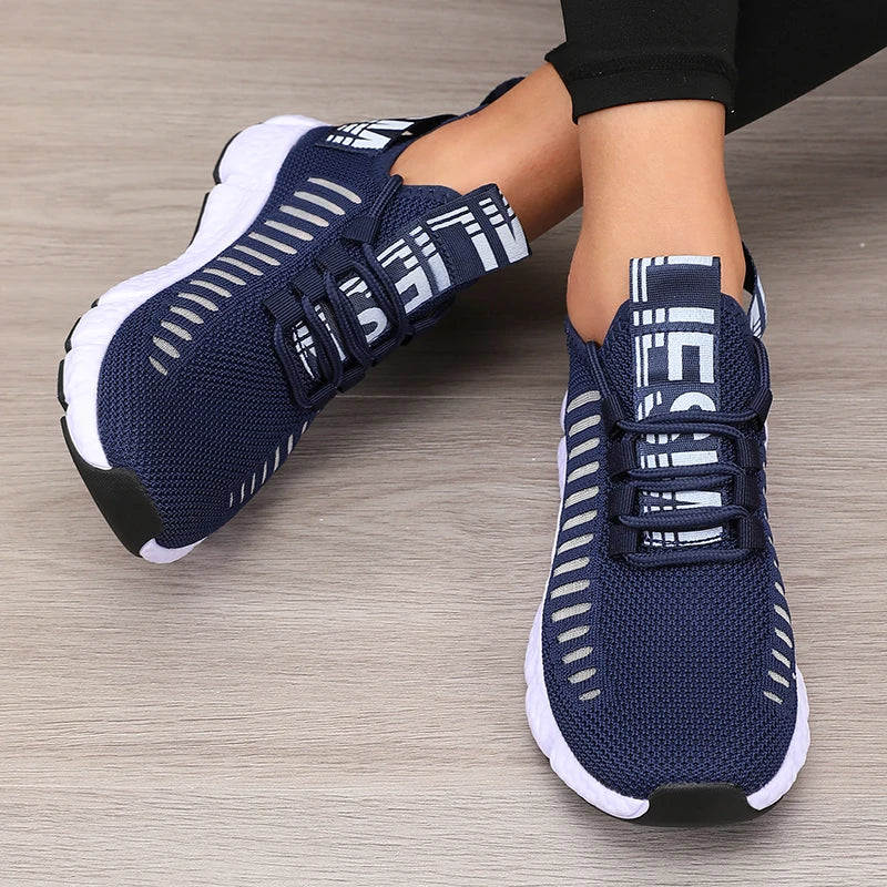Zapatillas deportivas de malla con suela blanda para mujer
