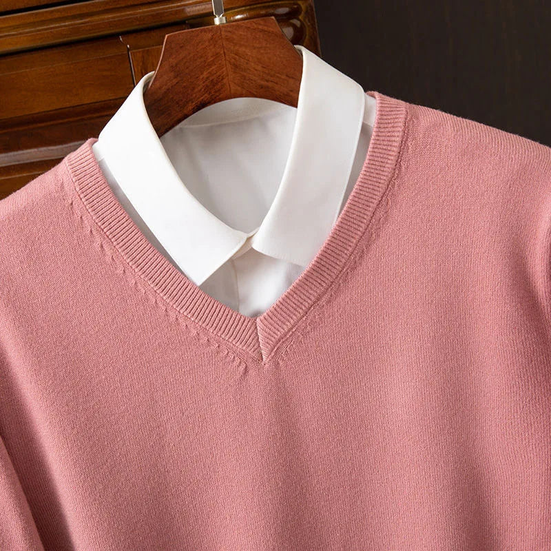 Jersey grueso de cuello pico para hombre