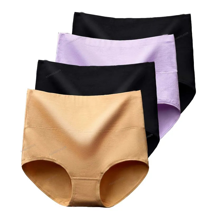 Pack de 4 bragas de cintura alta de algodón