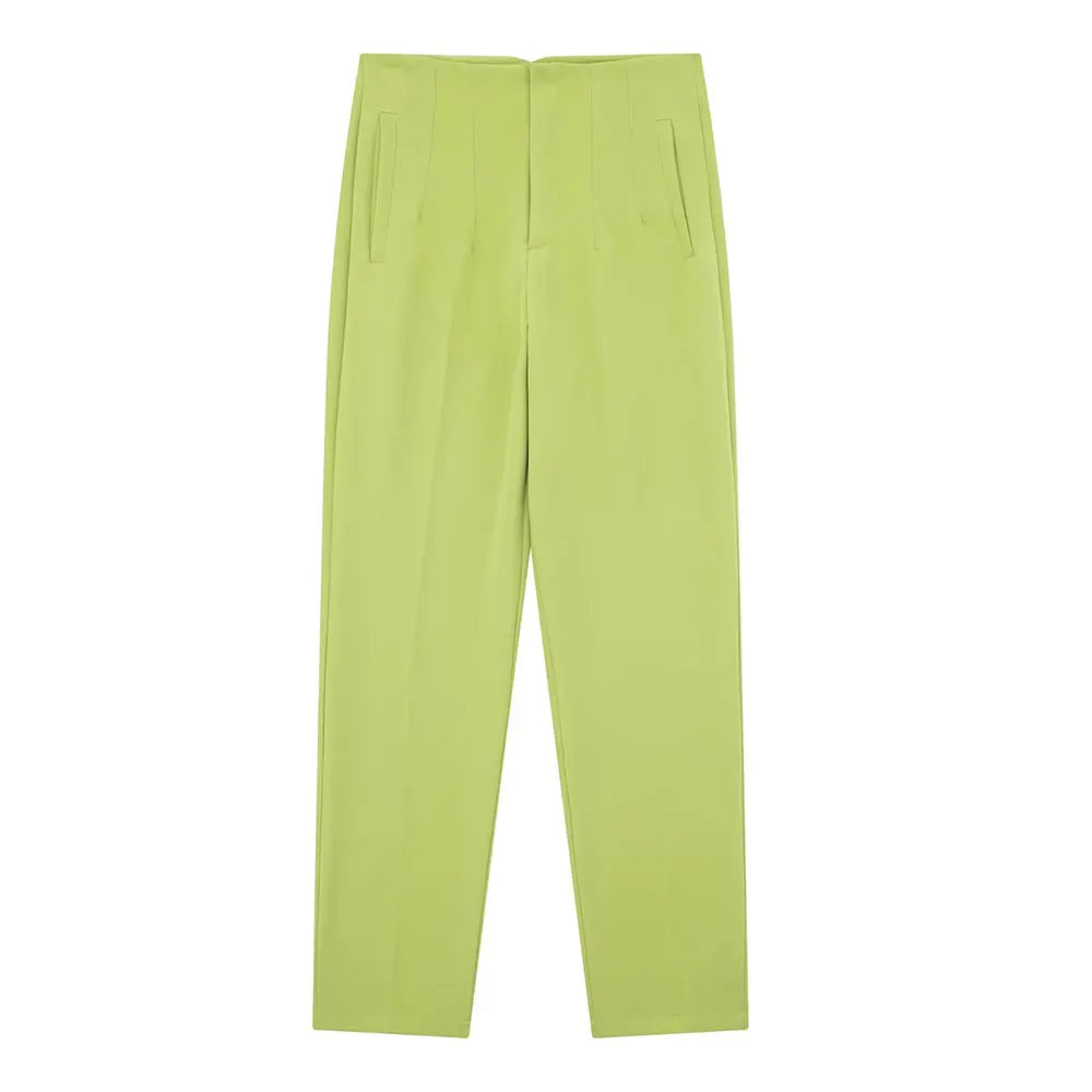 Pantalón de tiro alto básico en colores