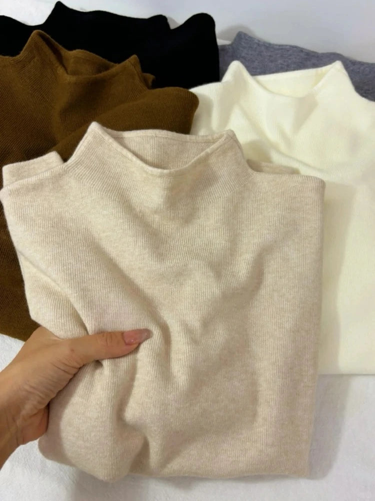 Jersey de punto vintage con cuello medio alto