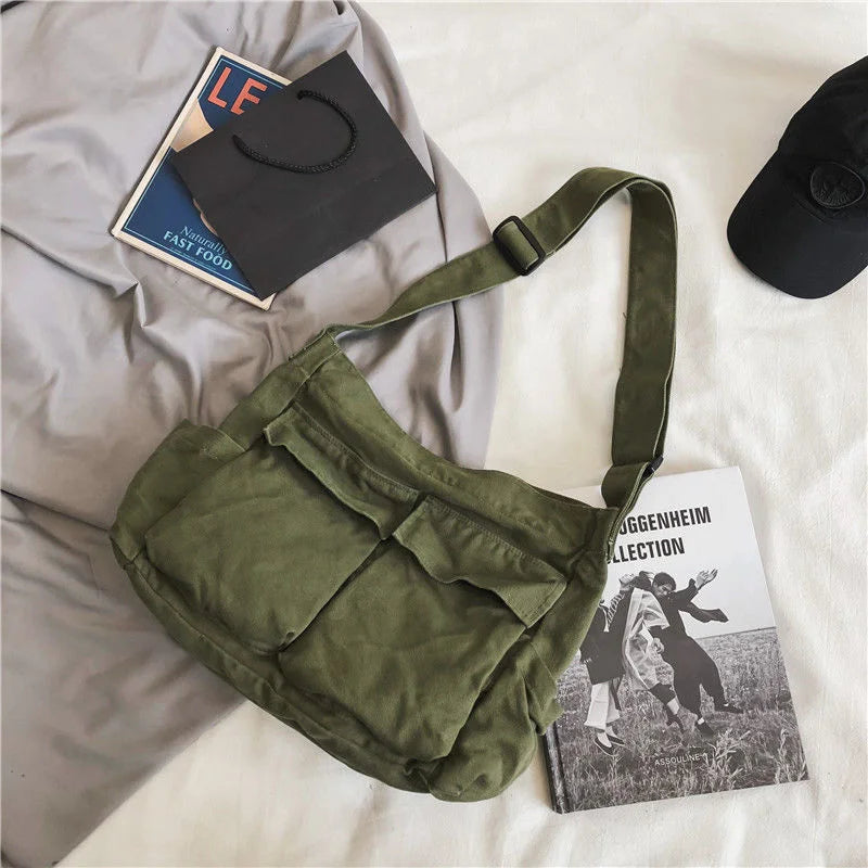 Bolso bandolera de lona de gran capacidad