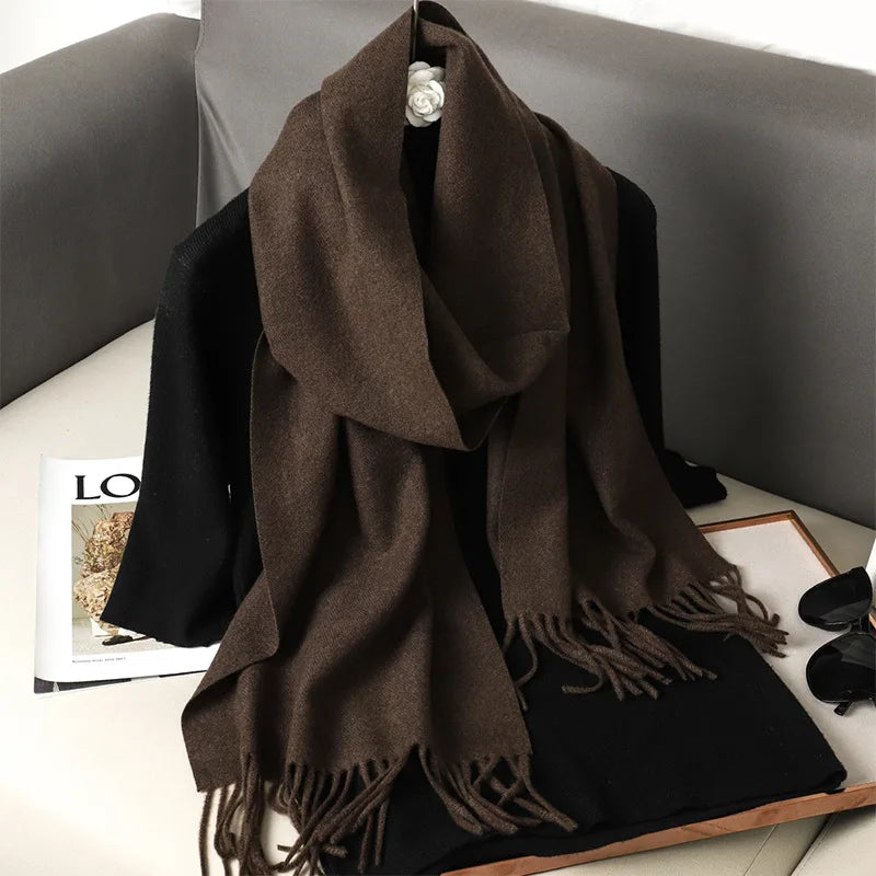 Bufanda de invierno lisa tacto cachemira