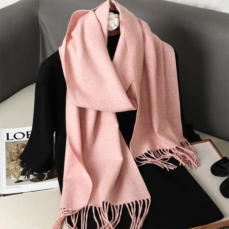 Bufanda de invierno lisa tacto cachemira