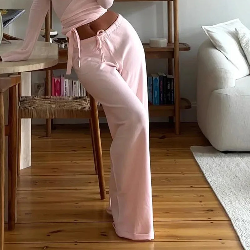 Conjunto de top de manga acampanada y pantalón ancho