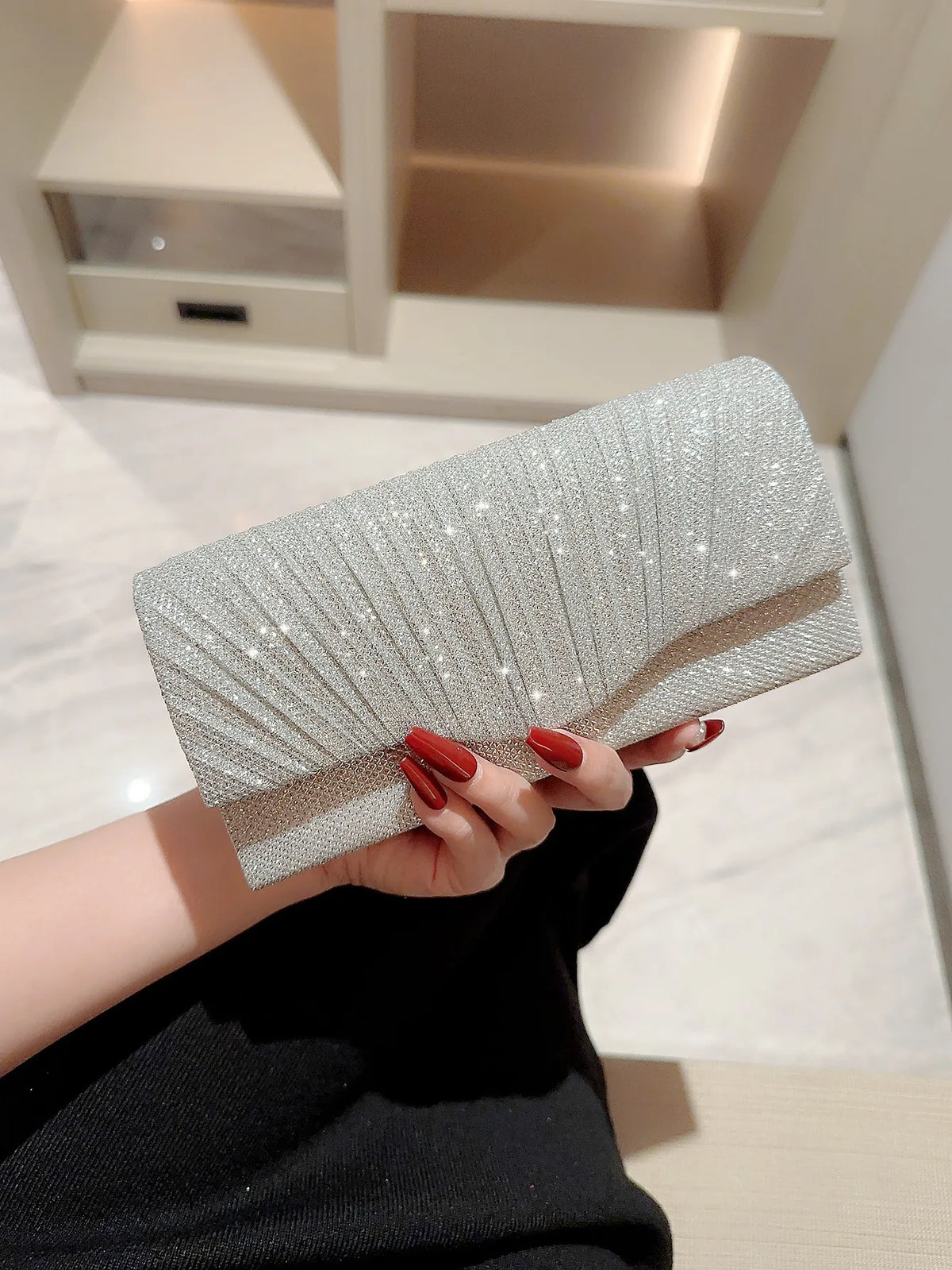 Bolso de fiesta brillante tipo cartera