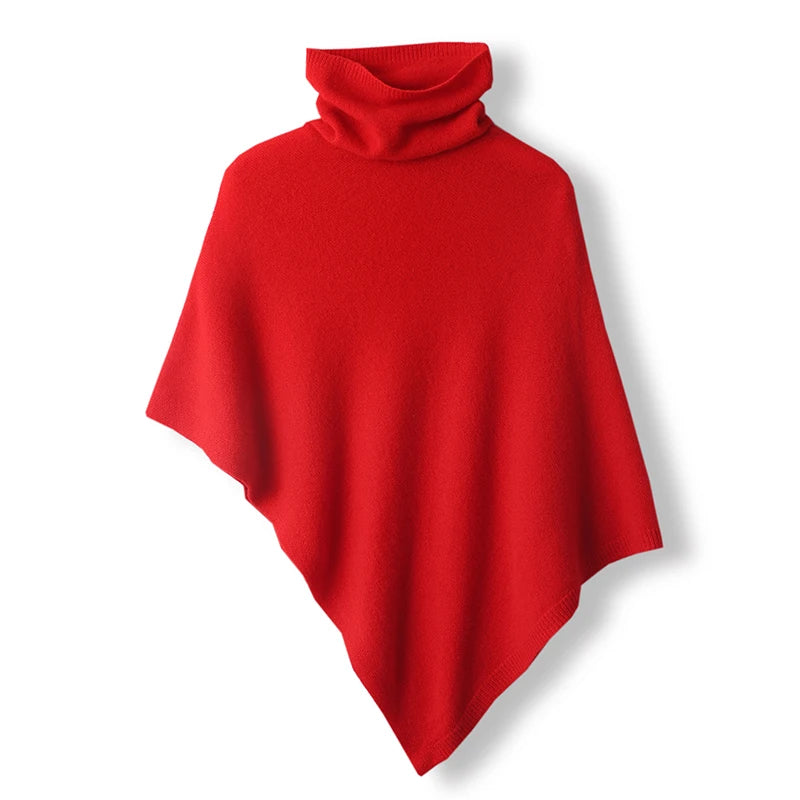 Poncho de punto con cuello alto