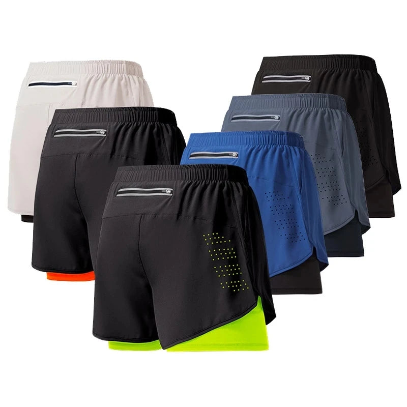 Pantalón corto de running doble capa para hombre