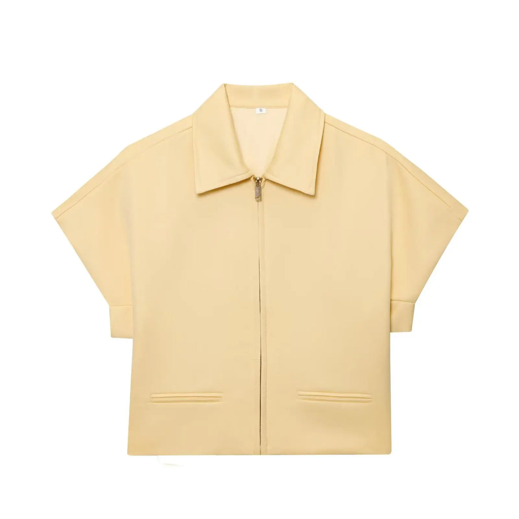 Conjunto de chaqueta corta con cremallera y pantalón