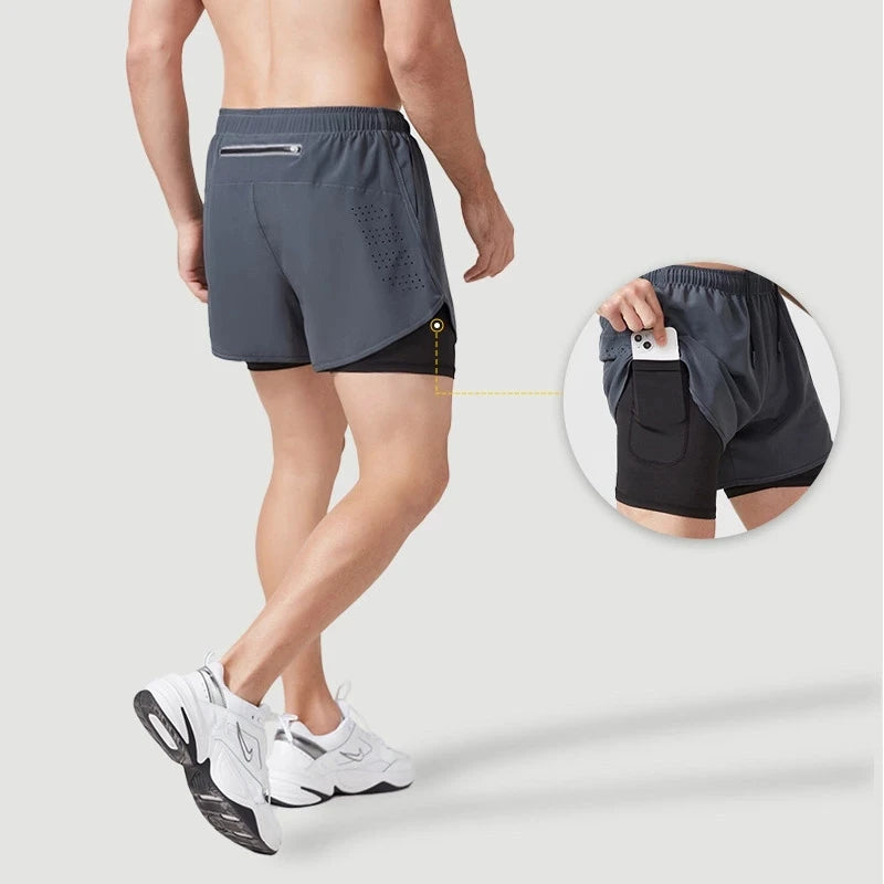 Pantalón corto de running doble capa para hombre