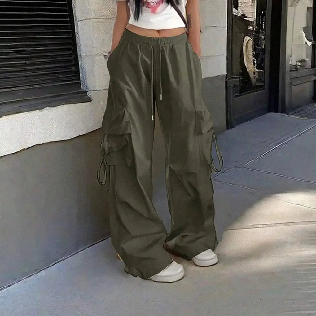 Pantalón vintage de cintura alta con bolsillos para mujer