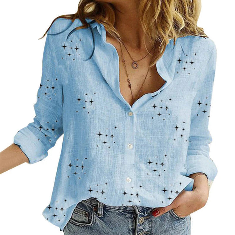 Camisa de algodón y lino con botones