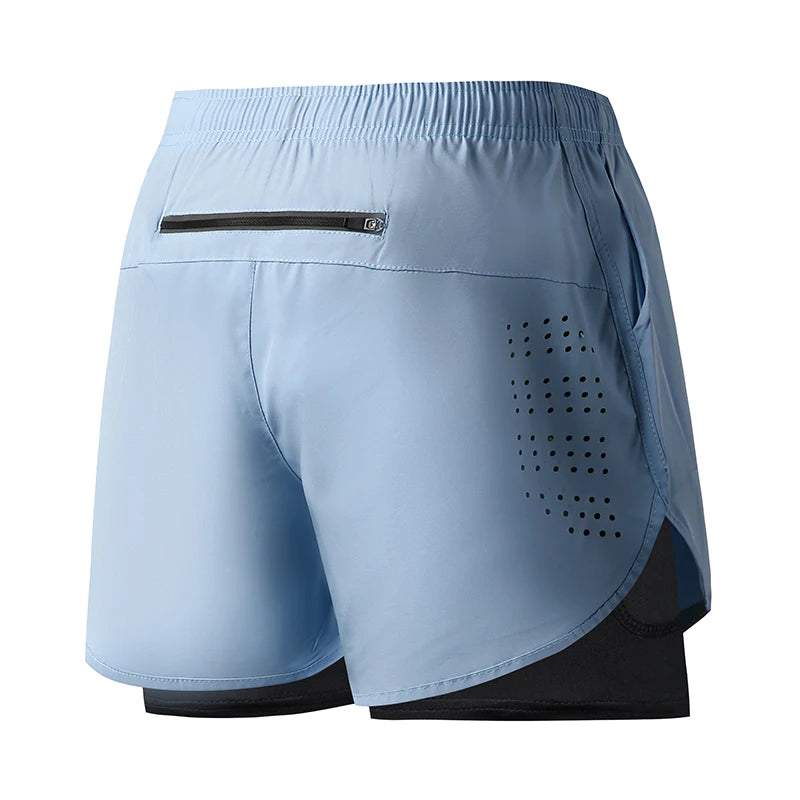 Pantalón corto de running doble capa para hombre
