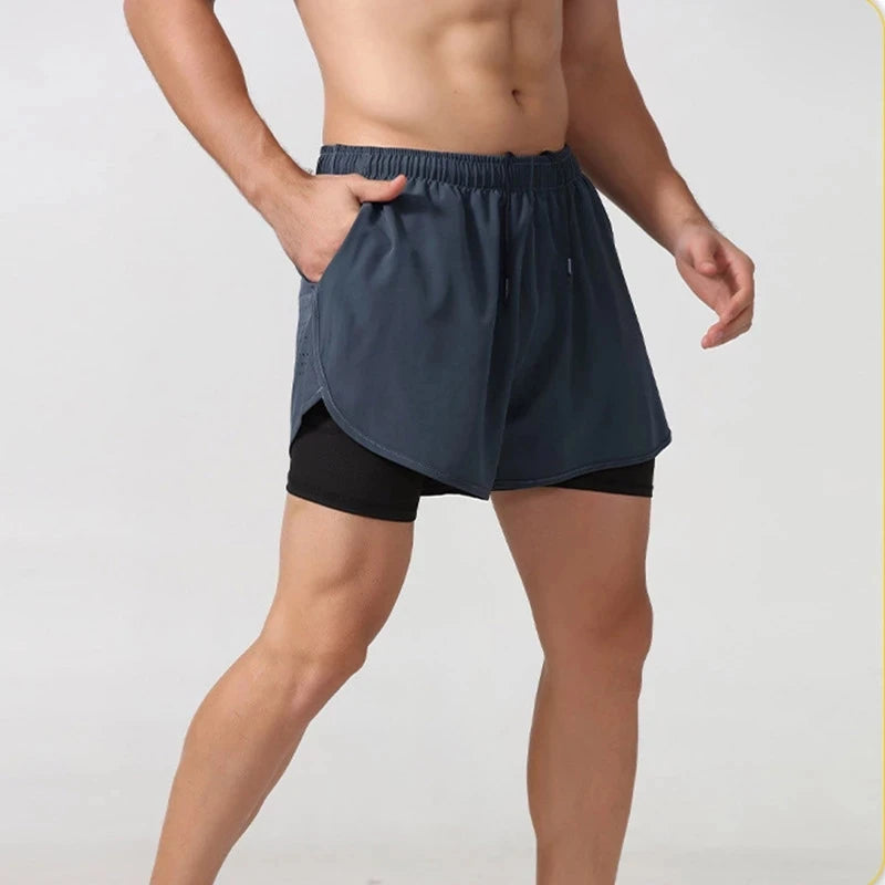 Pantalón corto de running doble capa para hombre