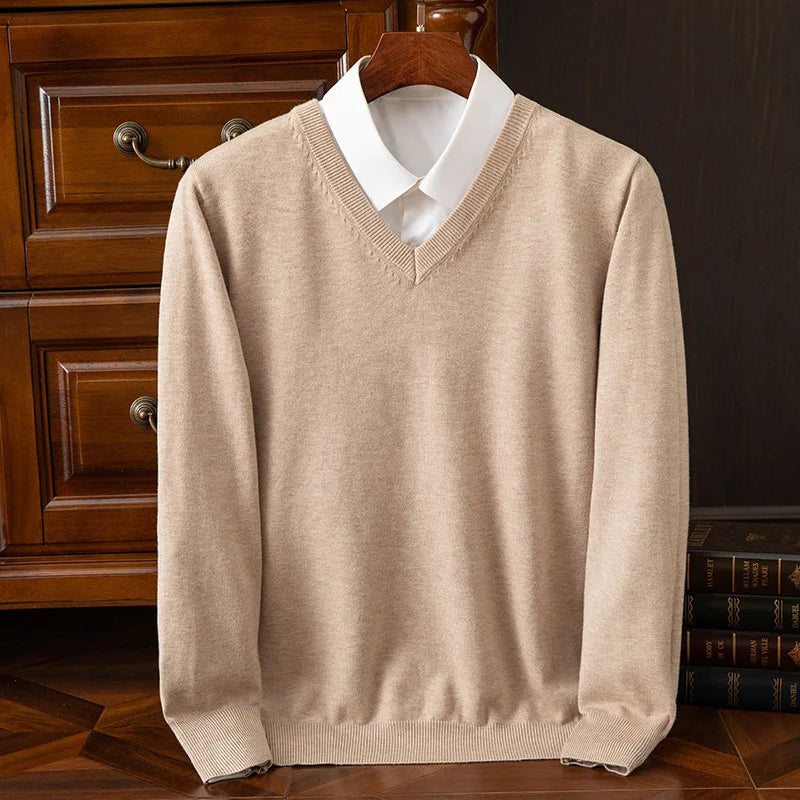 Jersey grueso de cuello pico para hombre