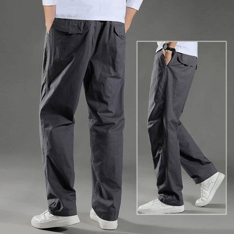 Pantalón cargo holgado de algodón para hombre