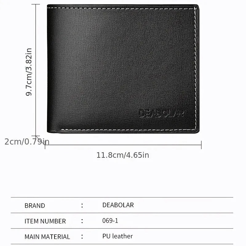 Cartera fina plegable de piel sintética para hombre