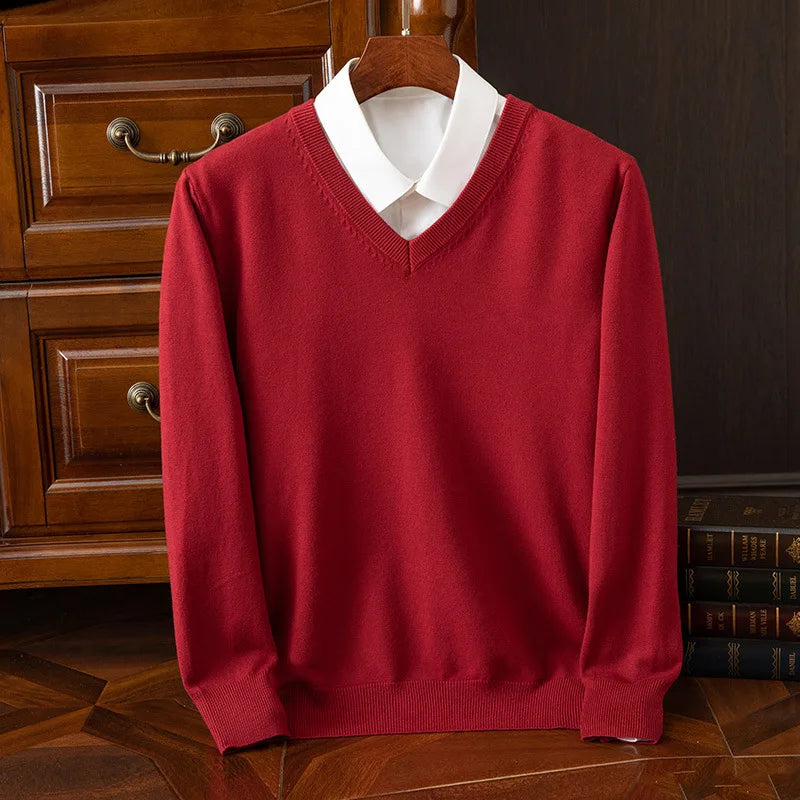Jersey grueso de cuello pico para hombre