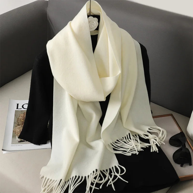 Bufanda de invierno lisa tacto cachemira