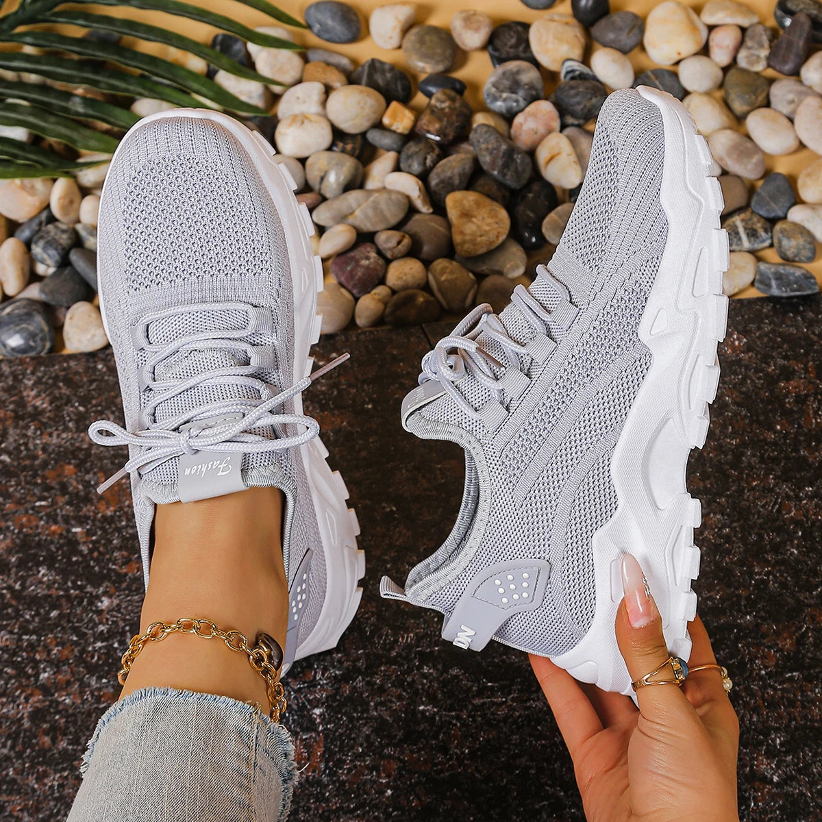 Zapatillas dad de plataforma con malla transpirable para mujer