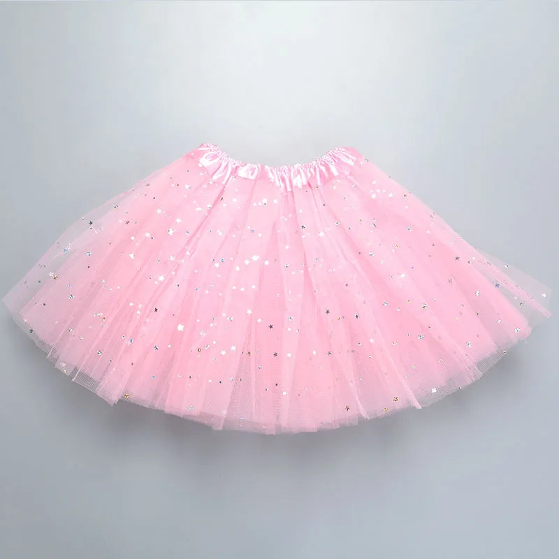 Falda tutú de tul con purpurina para niña