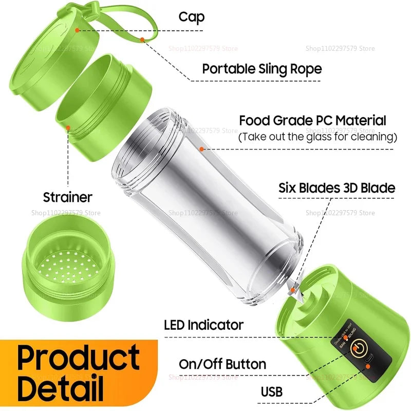 Mini licuadora USB recargable (380 ml)